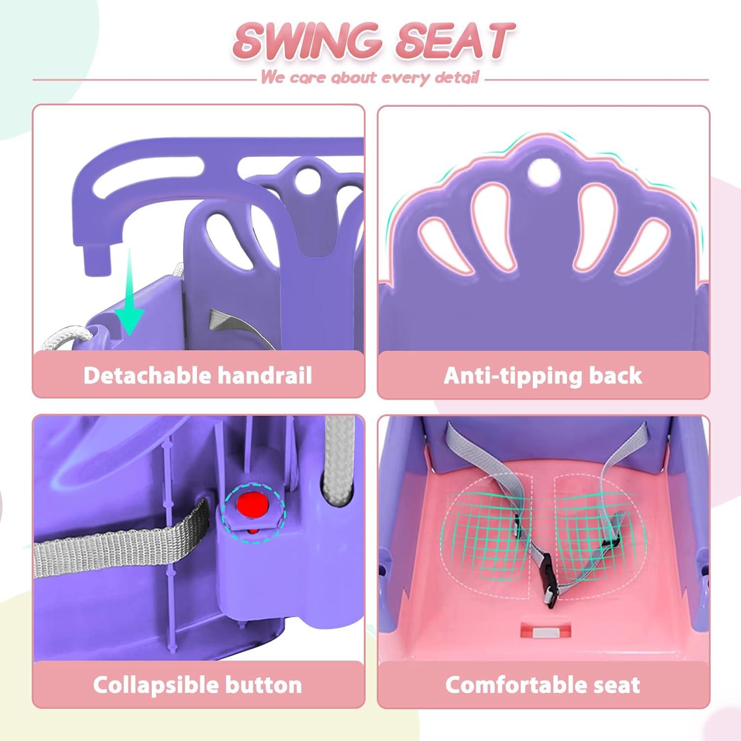 Columpio Plegable para Niños Yozoia Rosa Ajustable Interior Exterior