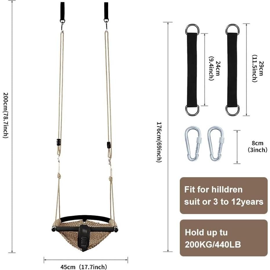 Columpio 2 en 1 para Bebés y Niños ROPECUBE - Marrón Claro