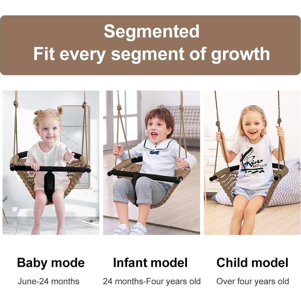 Columpio 2 en 1 para Bebés y Niños ROPECUBE - Marrón Claro