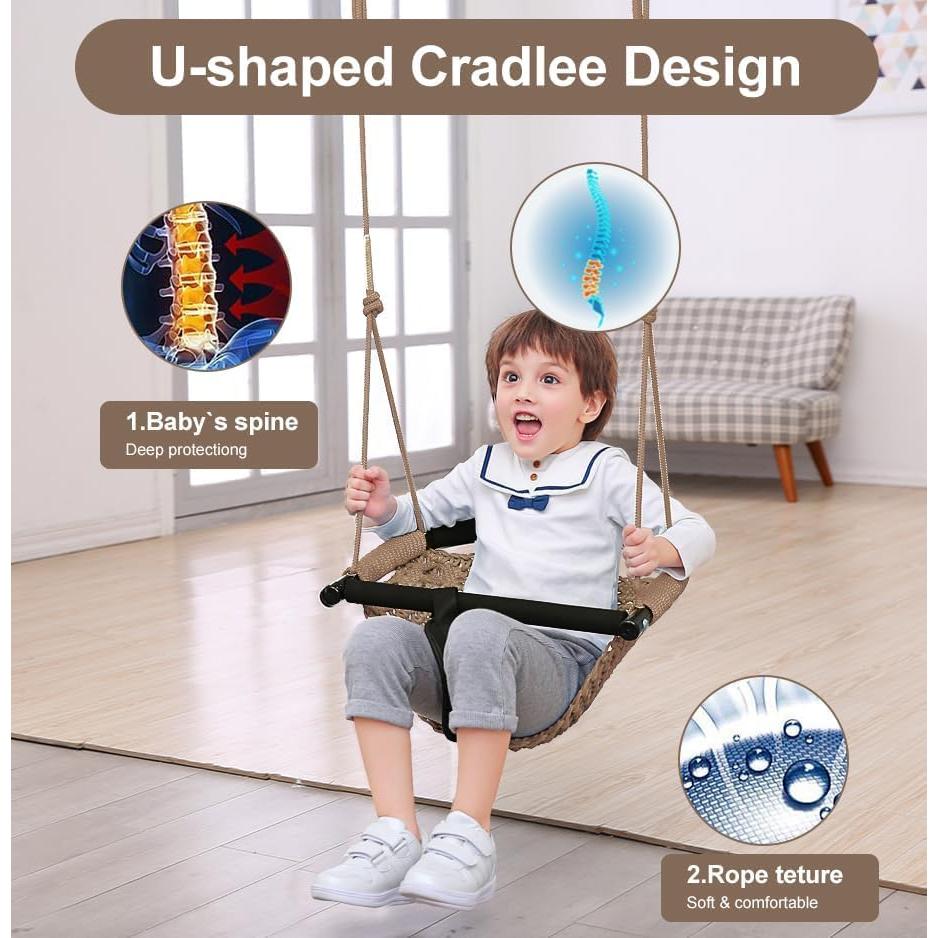 Columpio 2 en 1 para Bebés y Niños ROPECUBE - Marrón Claro