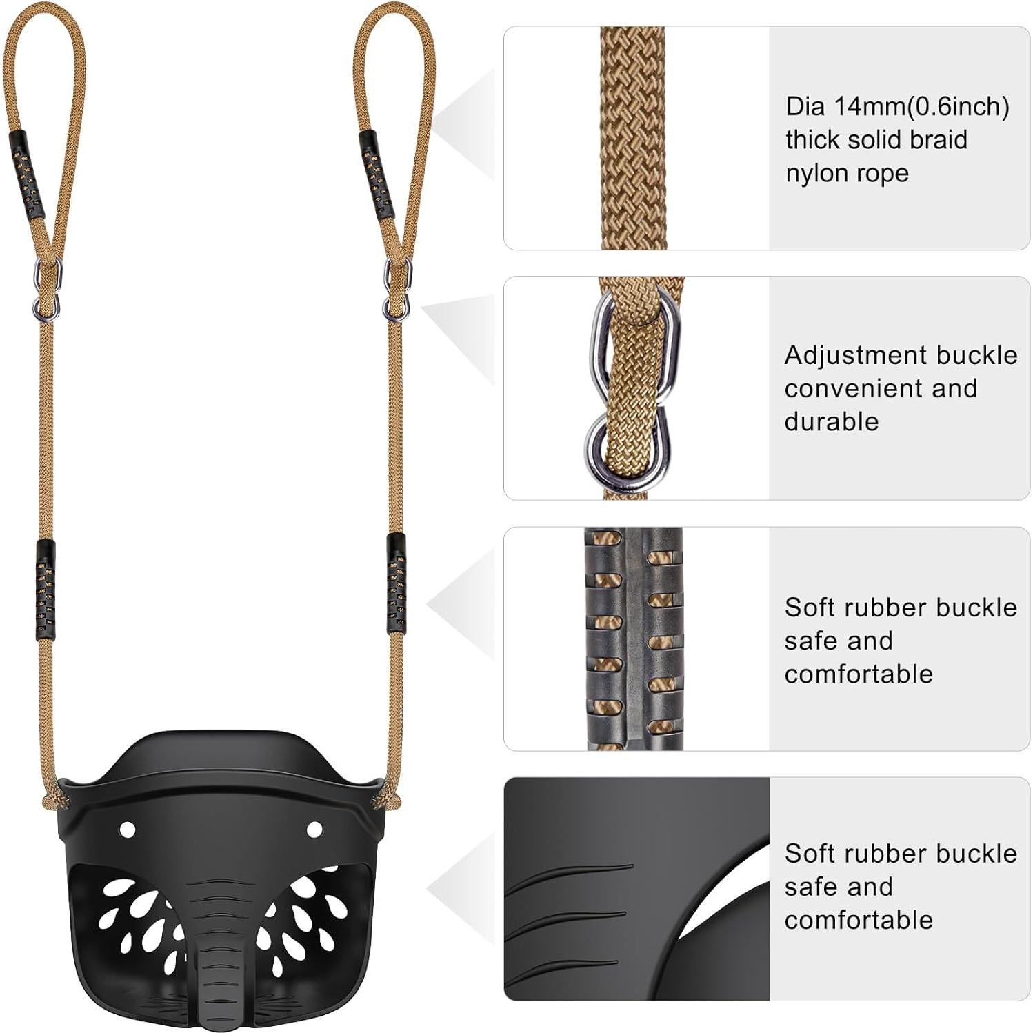 Columpio para Niños SELEWARE Plegable Elefante Negro 7.15 kg