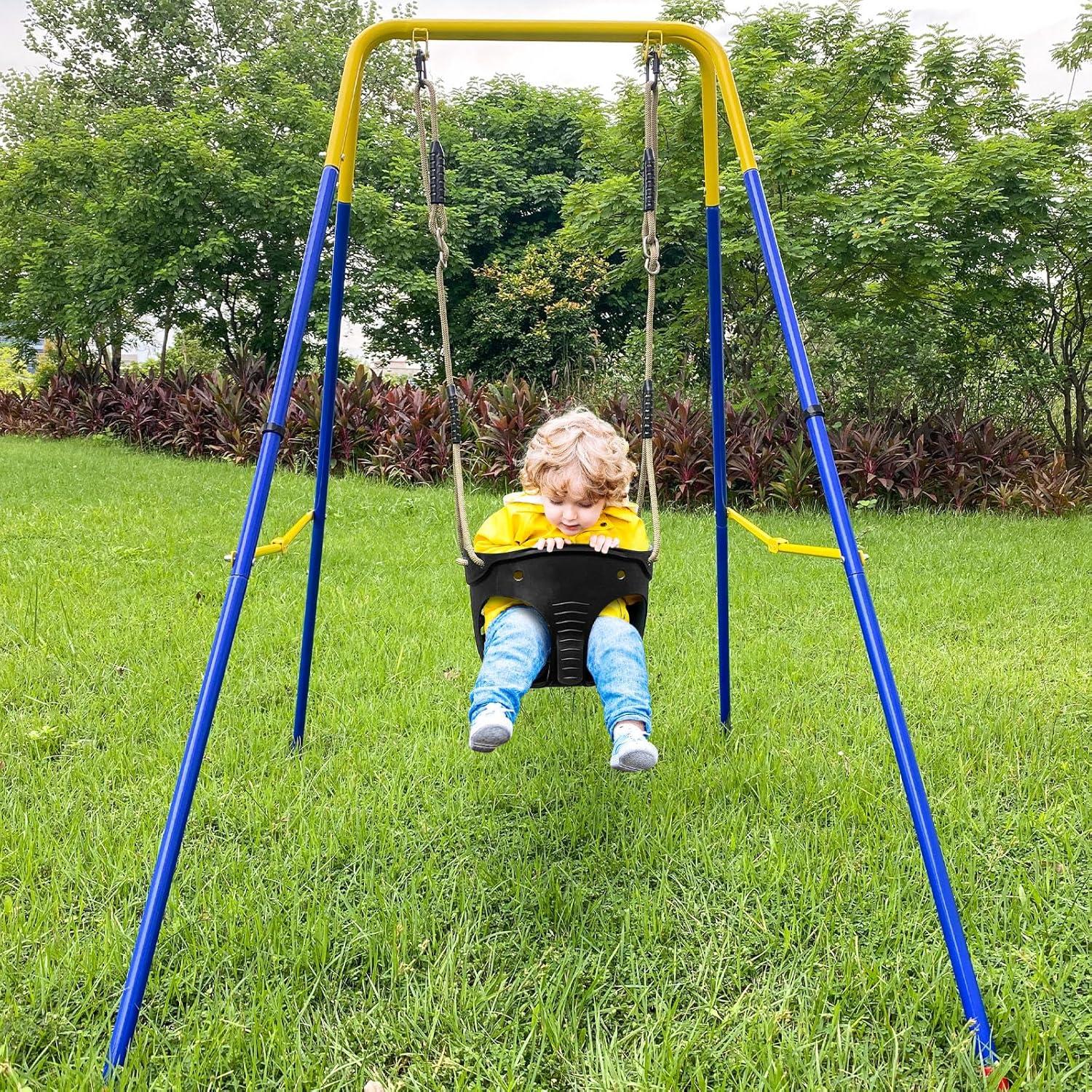 Columpio para Niños SELEWARE Plegable Elefante Negro 7.15 kg