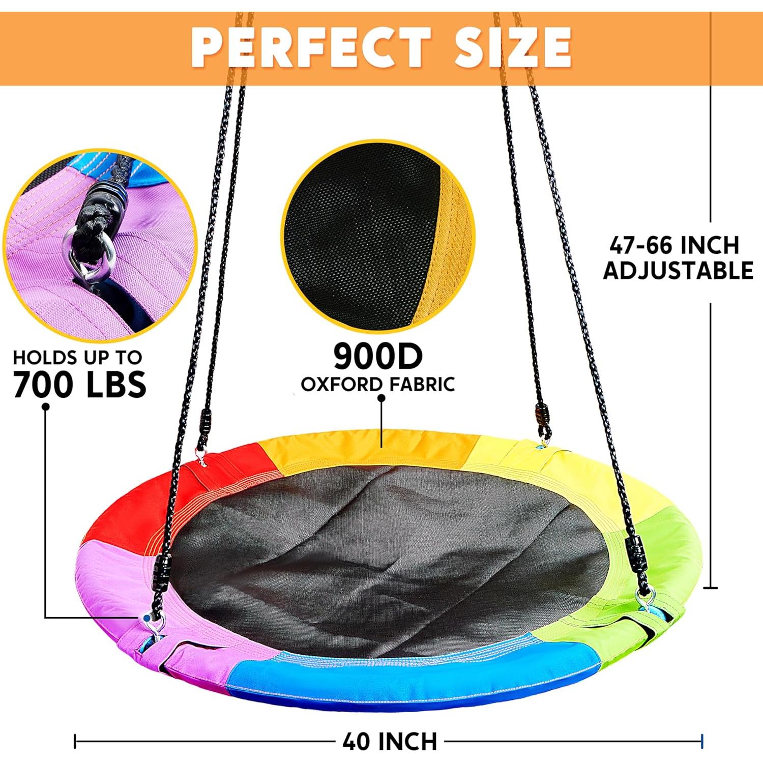 Columpio de Árbol TURFEE 102 cm Arcoíris para Niños