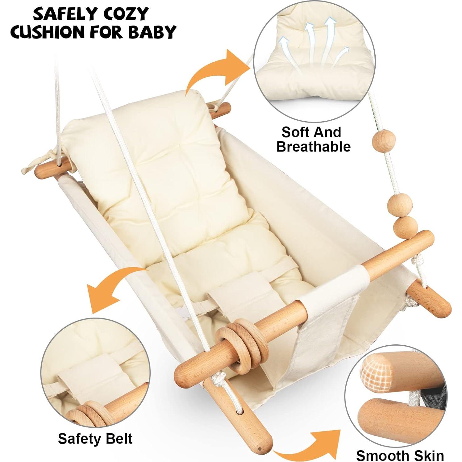 Columpio para Bebés Tislly Crema Ajustable Interior Exterior