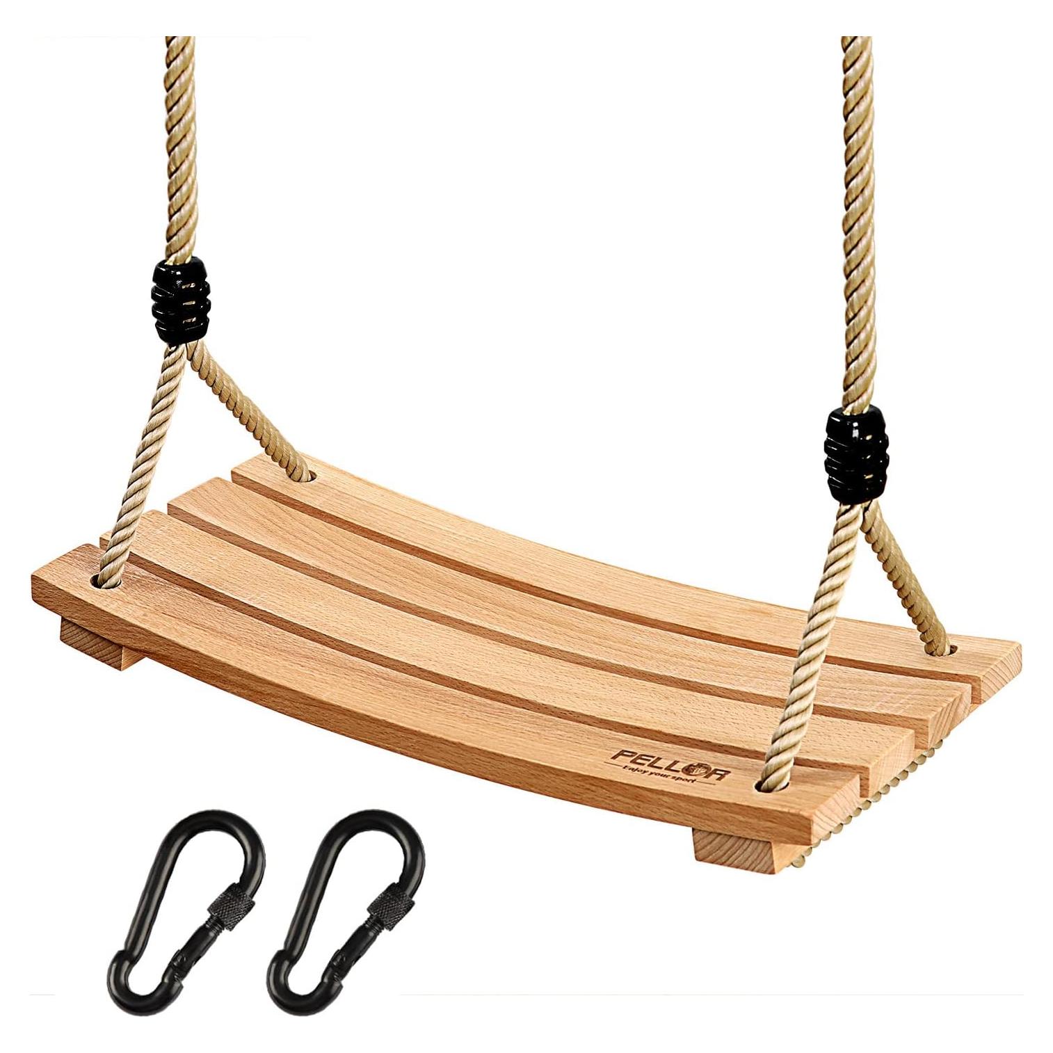 Asiento de Columpio de Madera PELLOR 42x20 cm Cuerda Ajustable