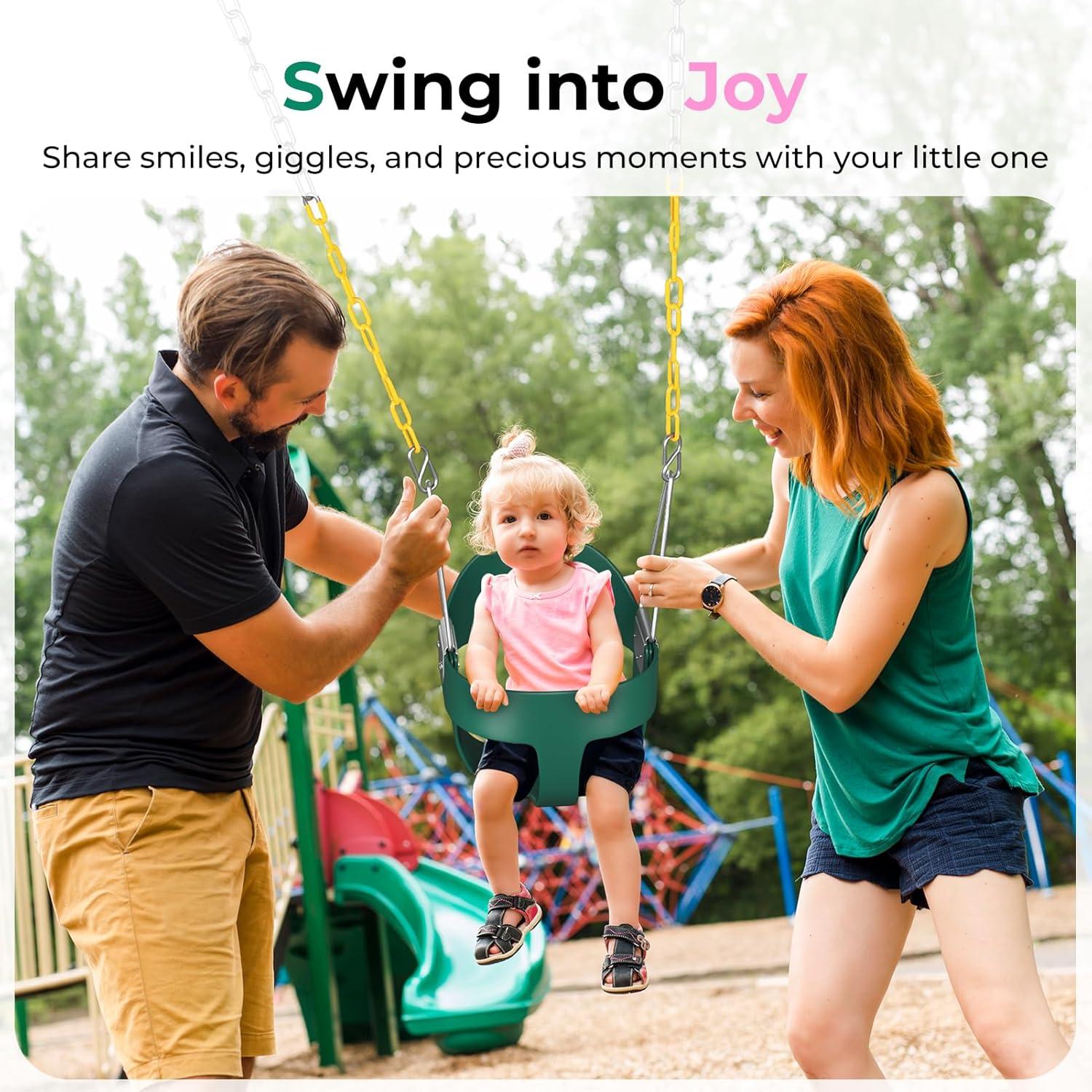 Columpio para Niños DECORLIFE Verde, Cesta 35cm, 150kg