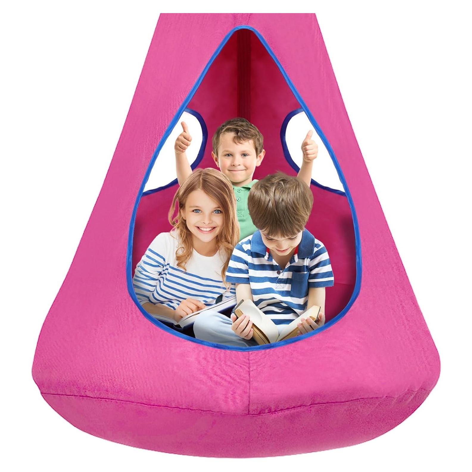 Silla de Columpio para Niños SUCHDECO Rosa 110.5 cm D x 132.1 cm H