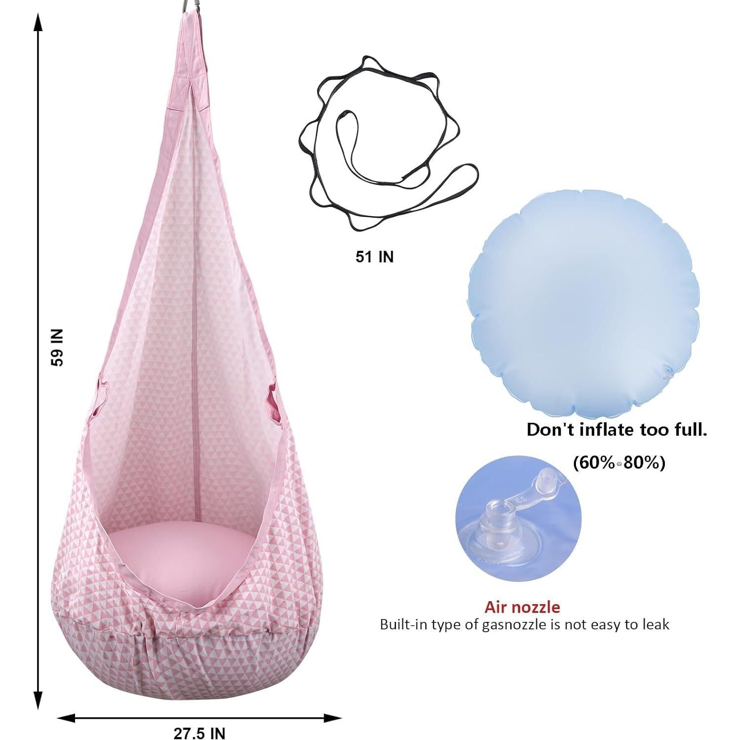 Silla Columpio para Niños YAERSI, Hamaca Inflable 70cm, 36kg