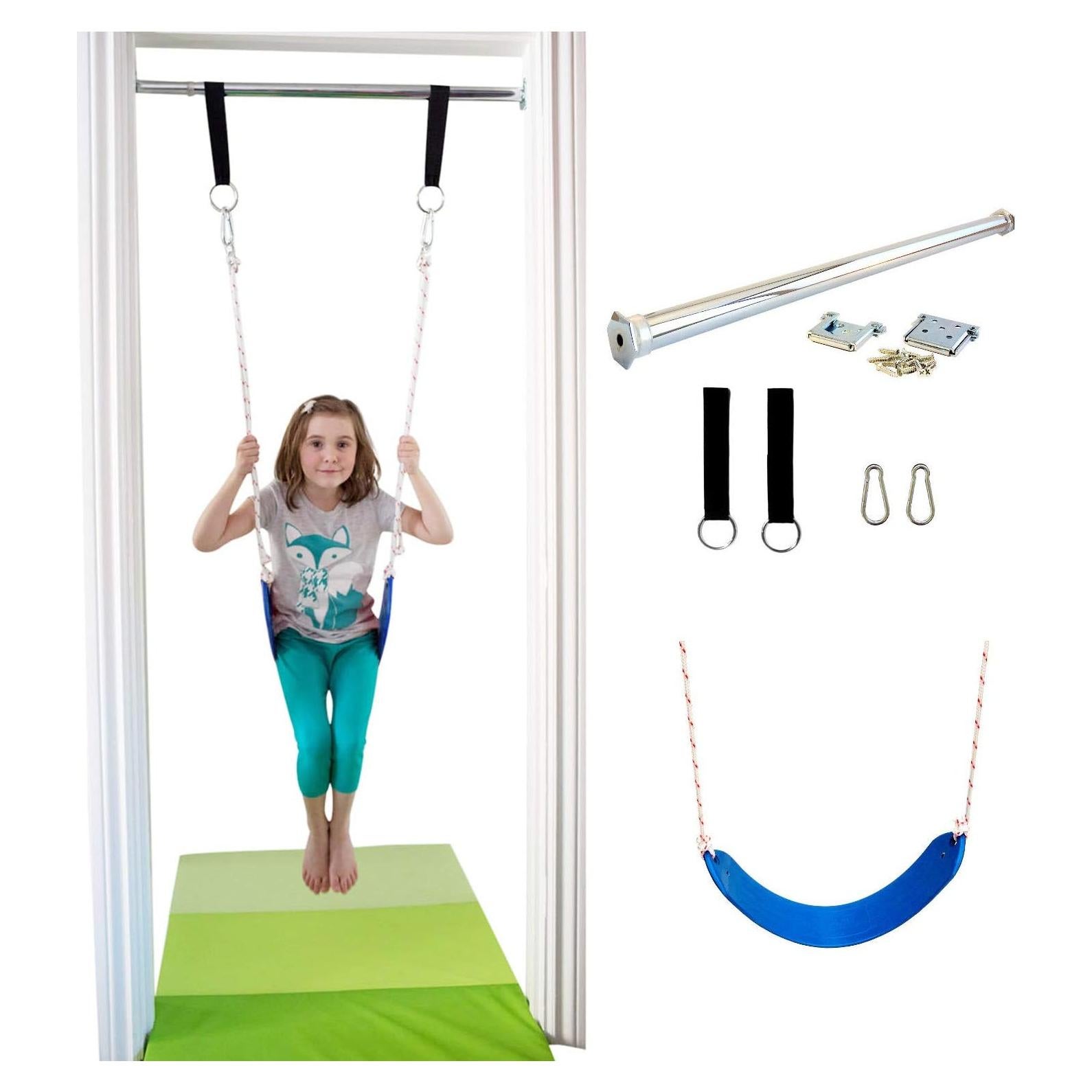 Columpio de Puerta DreamGYM Azul - Soporta 100 kg, 66-91 cm