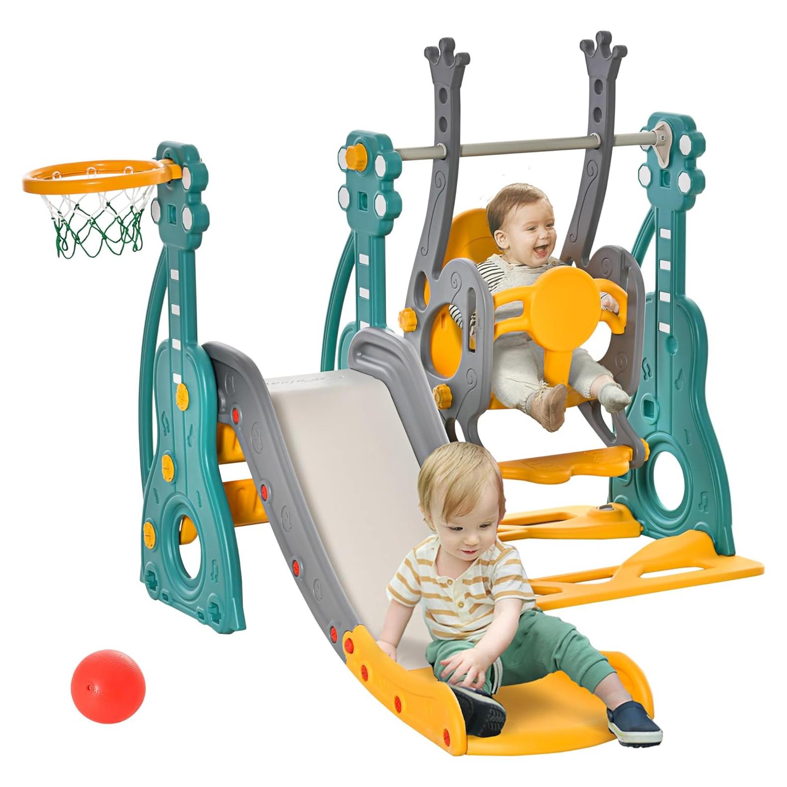 Juego de Columpio y Tobogán 4 en 1 Qaba para Niños 1.5-3 Años