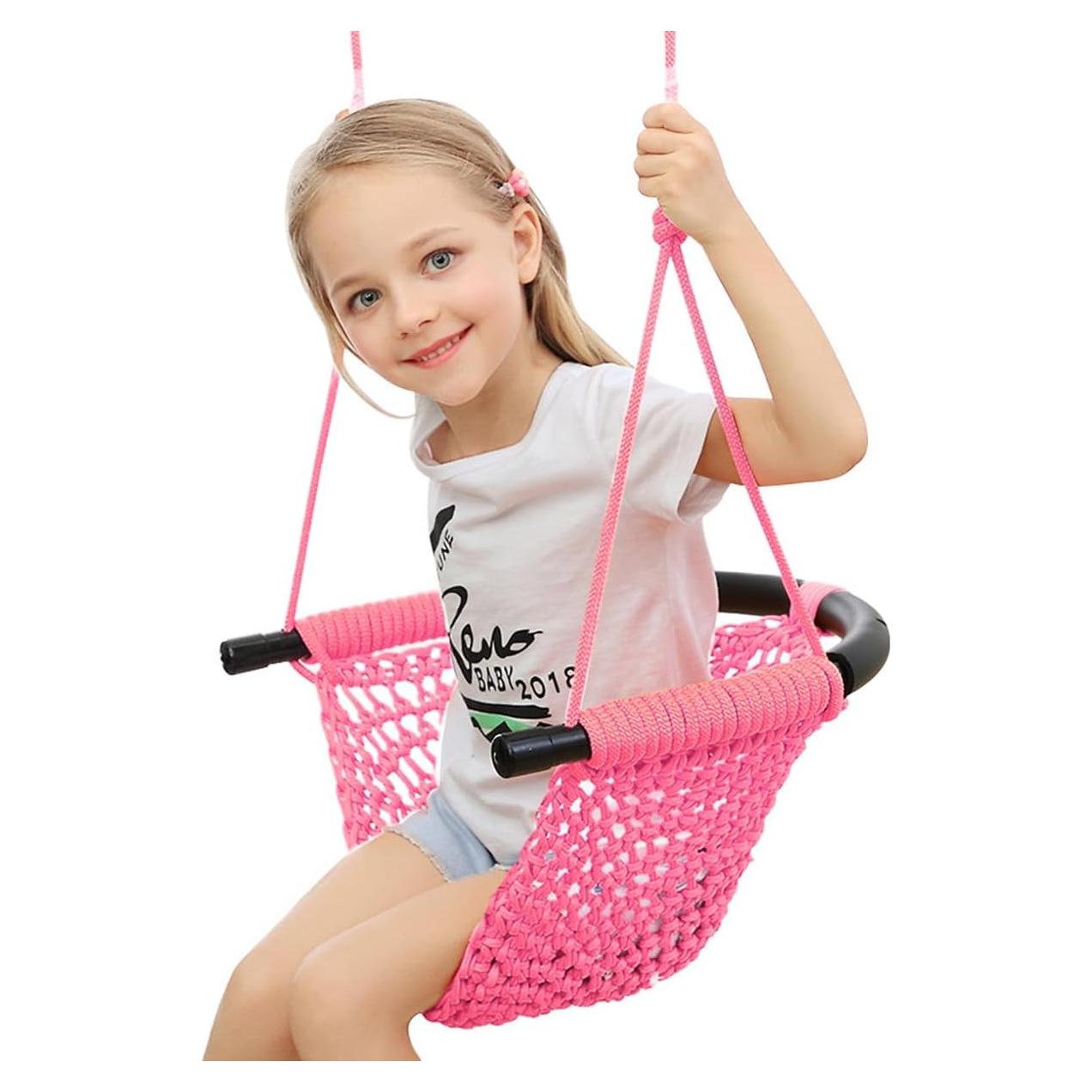 Columpio de Tejido a Mano para Niños netsTribe Rosa 200 kg