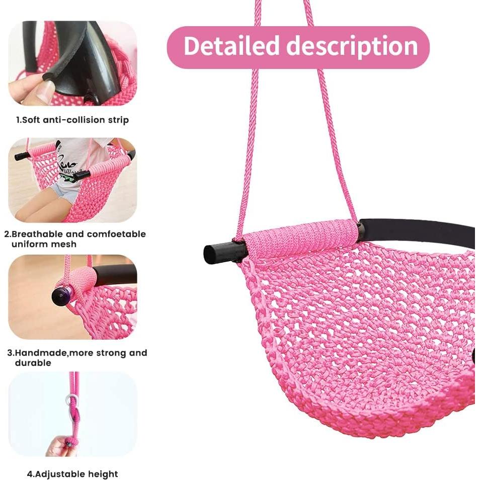 Columpio de Tejido a Mano para Niños netsTribe Rosa 200 kg