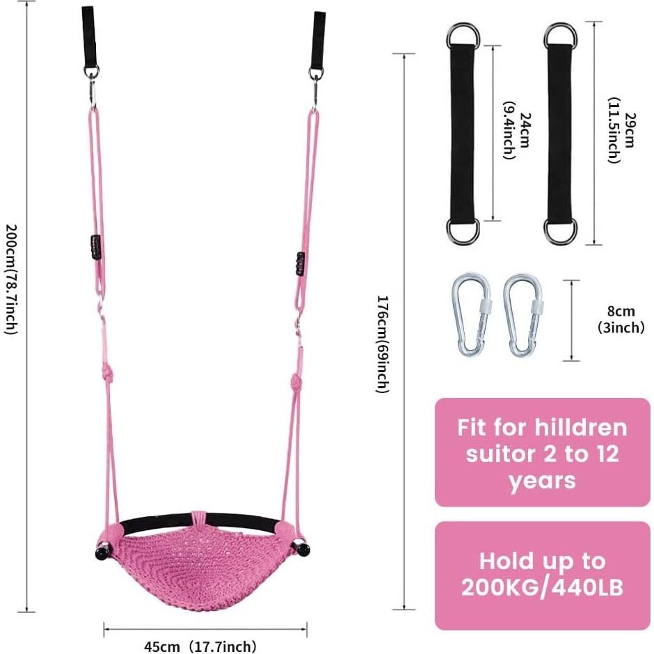 Columpio de Tejido a Mano para Niños netsTribe Rosa 200 kg