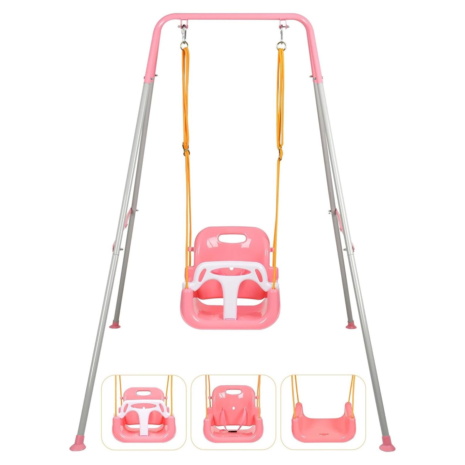 Columpio 3-en-1 UMIKOOL Rosa para Niños 6 Meses a 10 Años