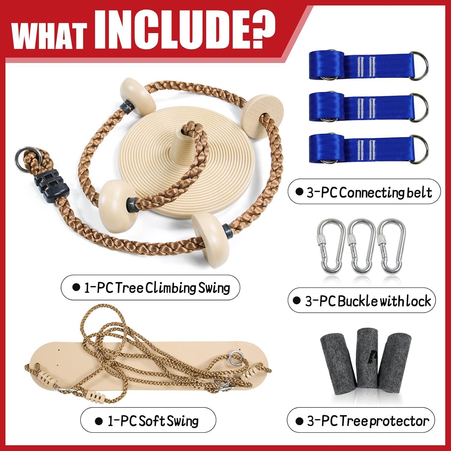 Columpio de árbol TZIZHOU con cuerda de escalar 2.01m Caqui