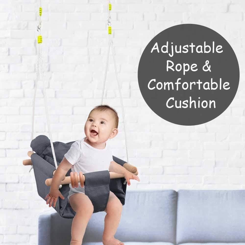 Asiento de columpio colgante DILIMI gris para bebés 6 meses a 3 años