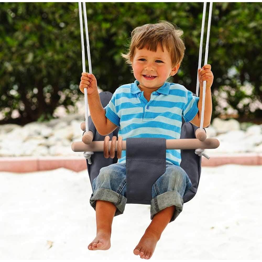 Asiento de columpio colgante DILIMI gris para bebés 6 meses a 3 años