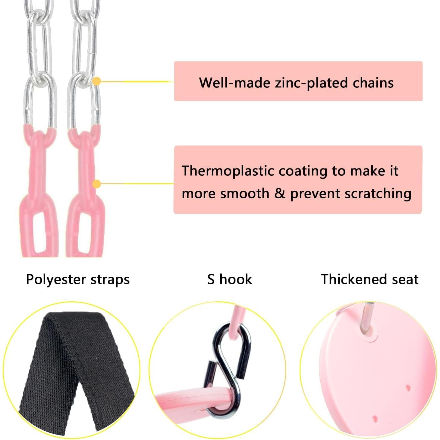 Asiento de columpio KINSPORY para niños - Rosa, alta resistencia