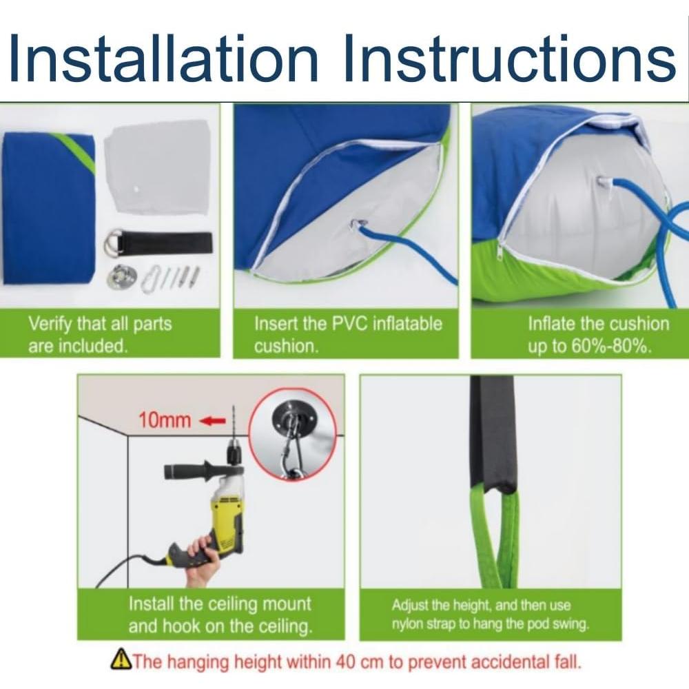 Hamaca Sensorial Inflable King Mills para Niños Autistas Verde