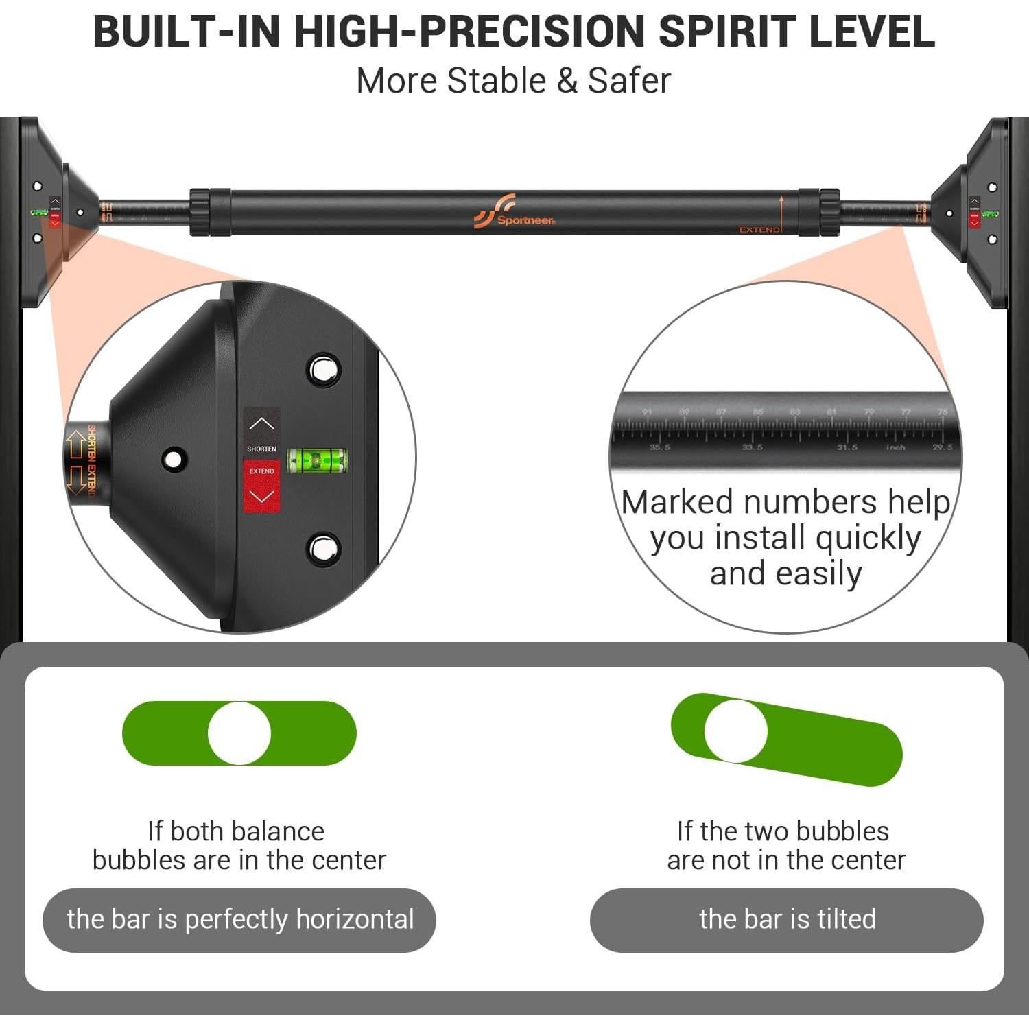 Barra de Dominadas Sportneer Ajustable 75-94 cm 200 kg
