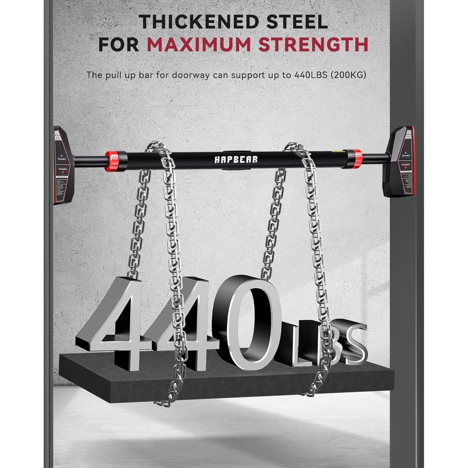 Barra de Dominadas HAPBEAR Ajustable para Marco de Puerta