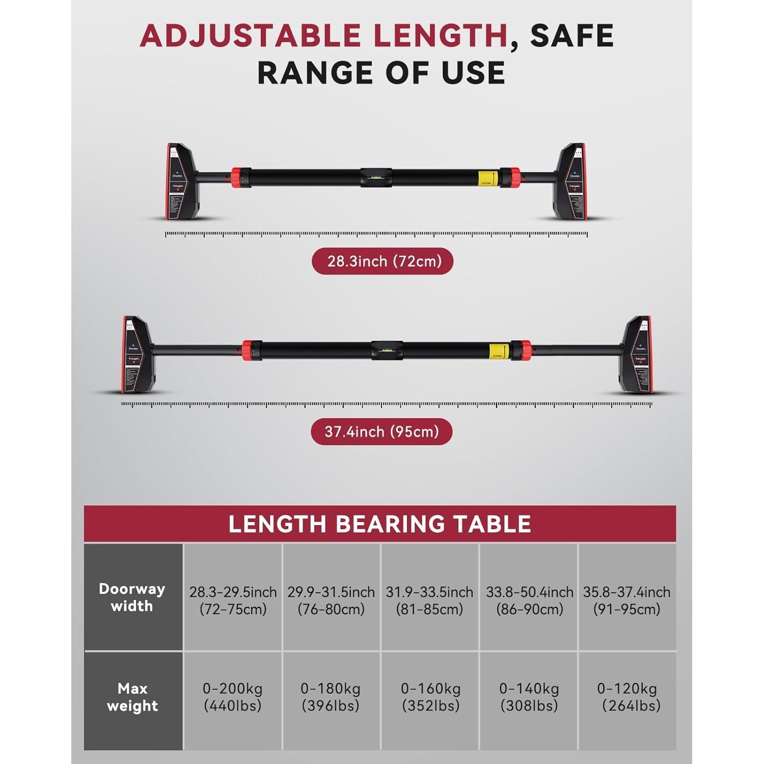 Barra de Dominadas HAPBEAR Ajustable para Marco de Puerta