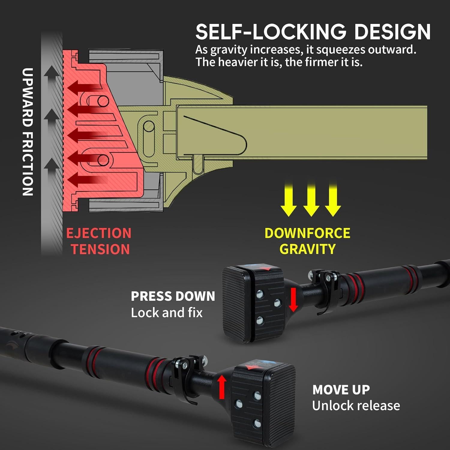 Barra de Dominadas Leikefitness Ajustable para Puerta 1.65kg