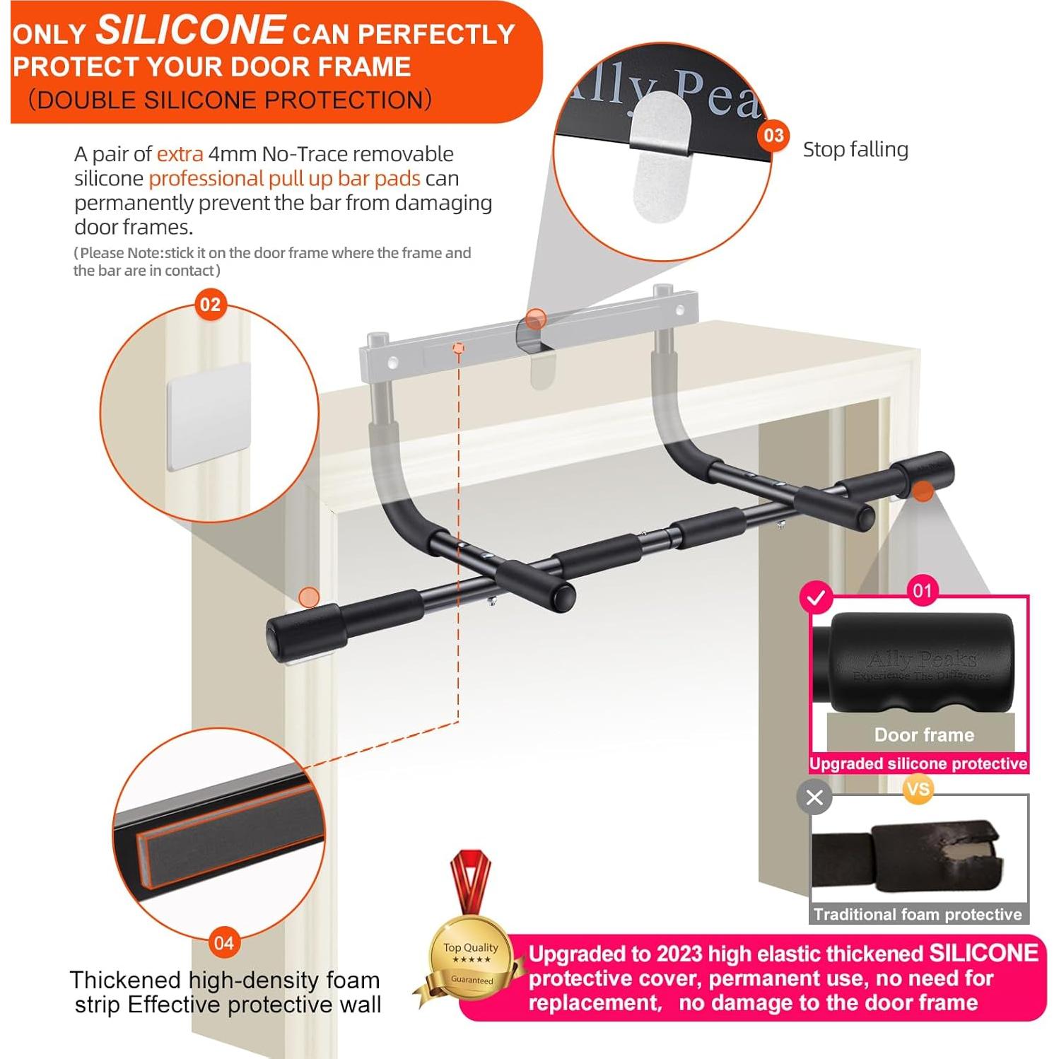 Barra de Dominadas Ally Peaks para Puerta - Soporta 199.58 kg
