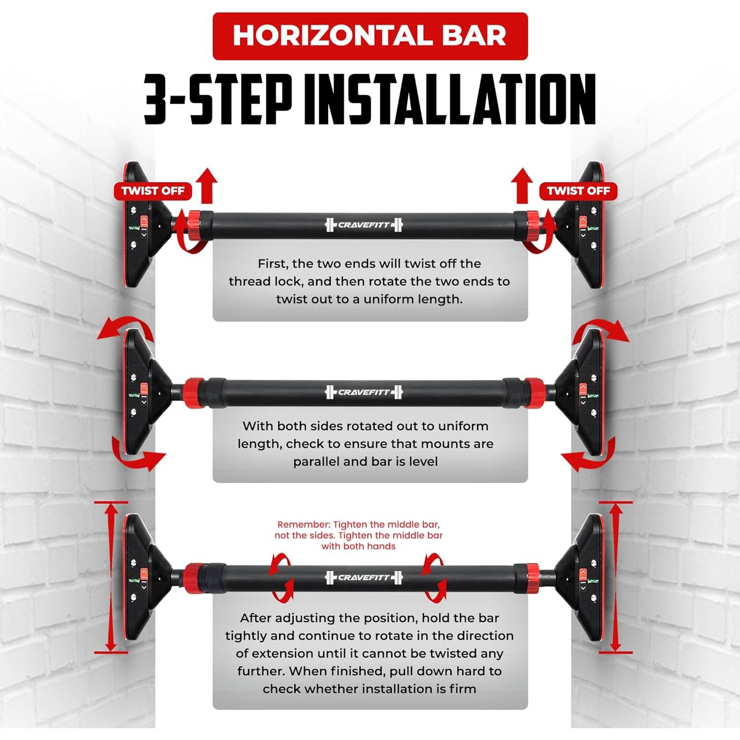 Barra de Dominadas Ajustable Cravefitt para Puerta 75.9-90.2 cm