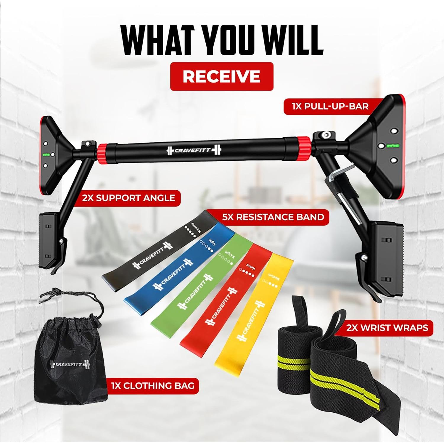 Barra de Dominadas Ajustable Cravefitt para Puerta 75.9-90.2 cm