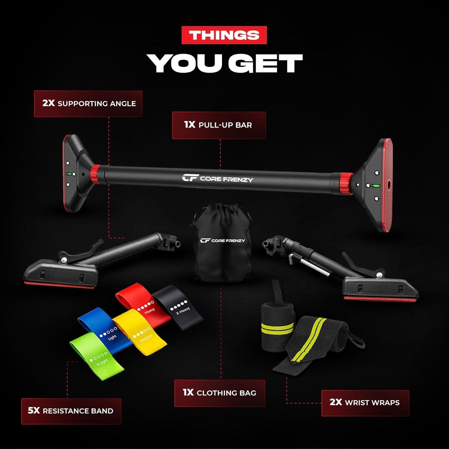 Barra de Dominadas Ajustable CORE FRENZY para Puerta 75.9-95.3 cm