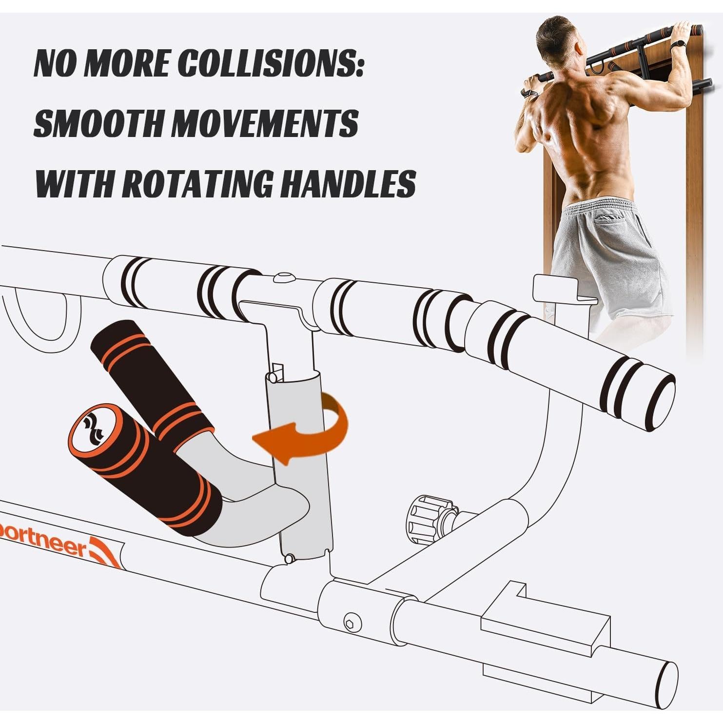 Barra de Dominadas Sportneer PUB-03 Ajustable 200 kg Negra