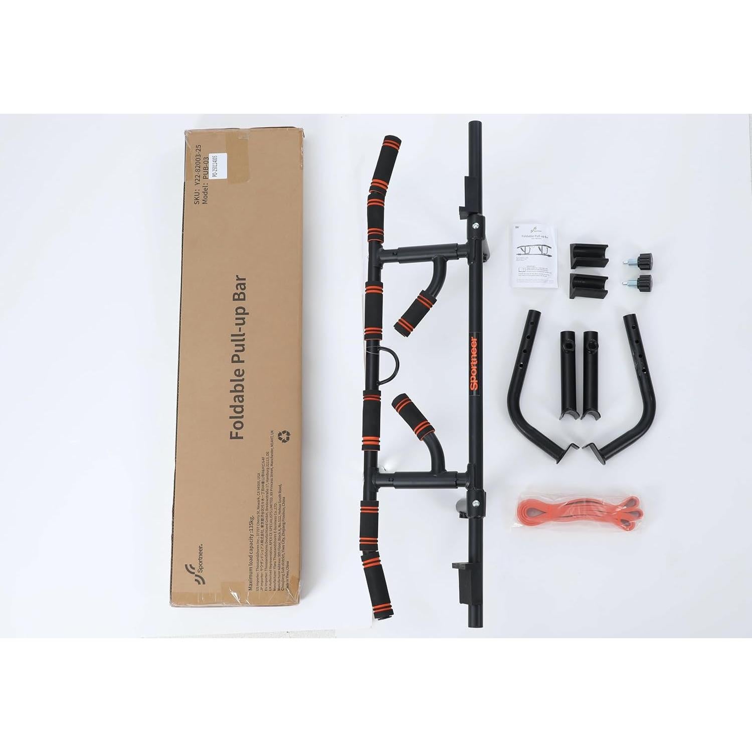 Barra de Dominadas Sportneer PUB-03 Ajustable 200 kg Negra