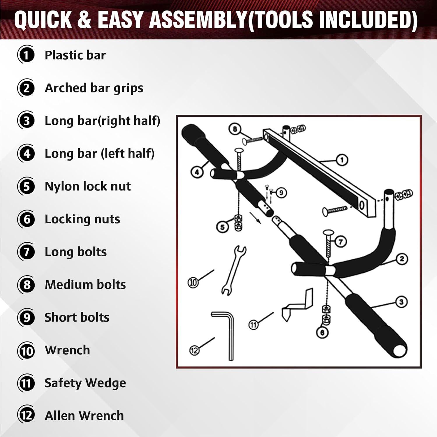 Barra de Dominadas SPORTIC para Puerta Ajustable 199.58 kg