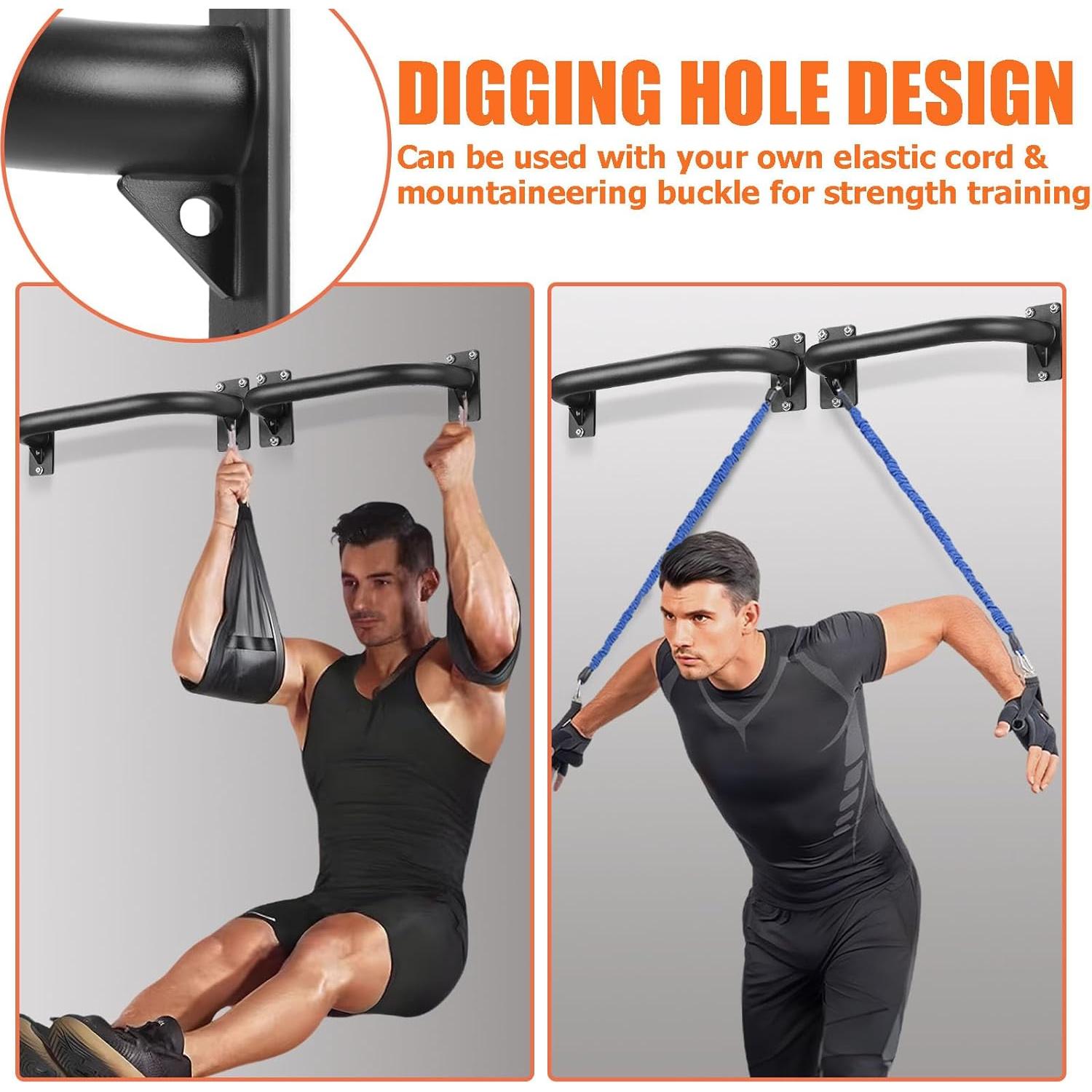 Barra de Dominadas TOBWOLF Ajustable Montada en Pared 227 kg