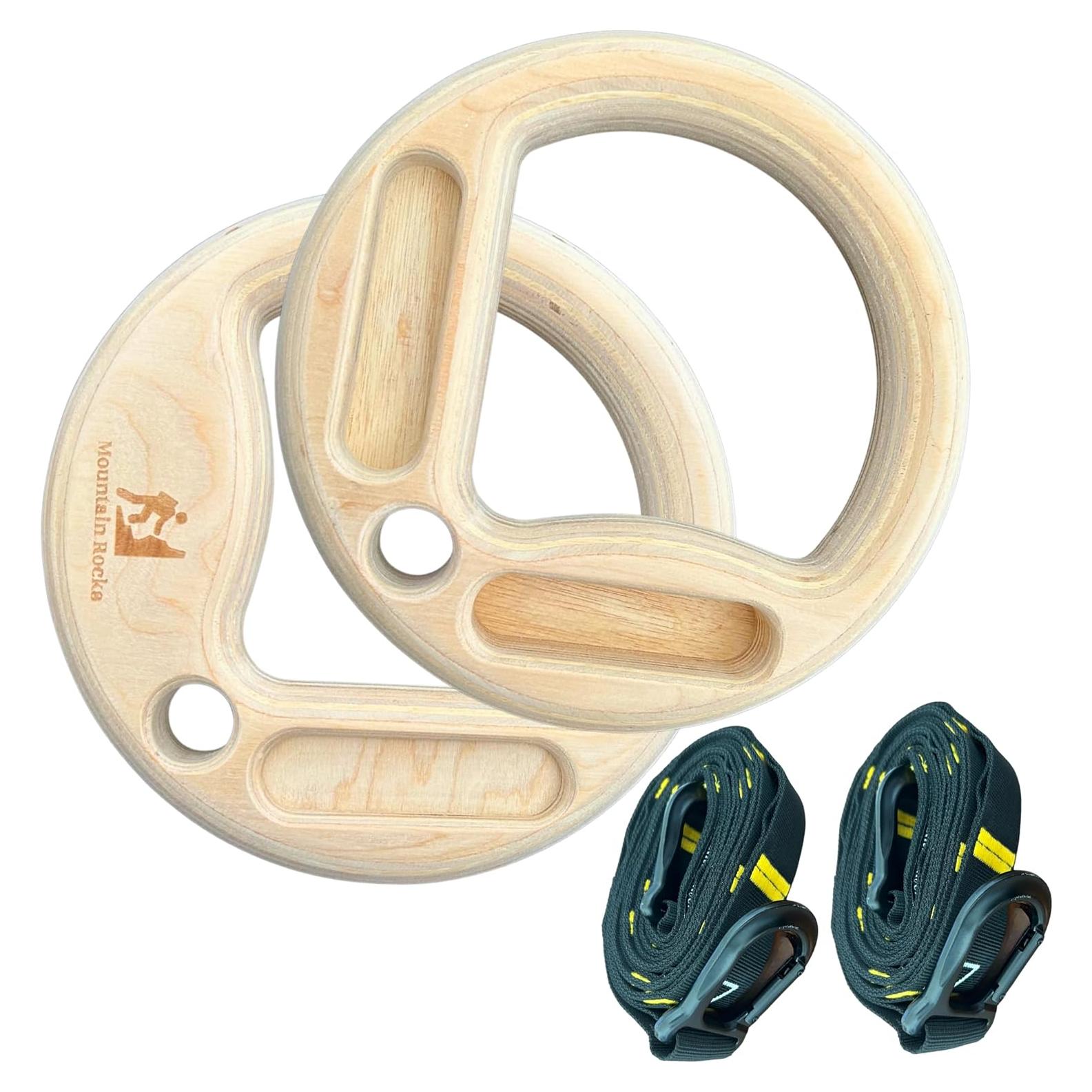 Anillas de Gimnasia de Madera Mountain Rocks 32mm con Tabla de Dedos