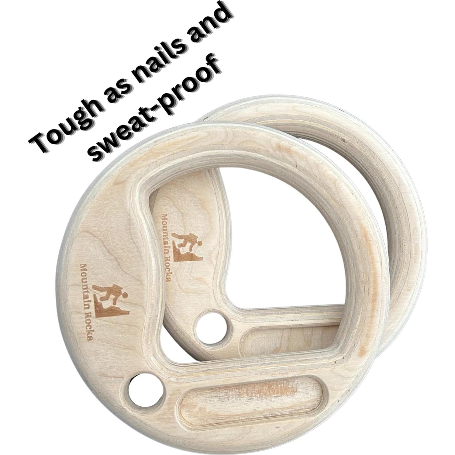 Anillas de Gimnasia de Madera Mountain Rocks 32mm con Tabla de Dedos