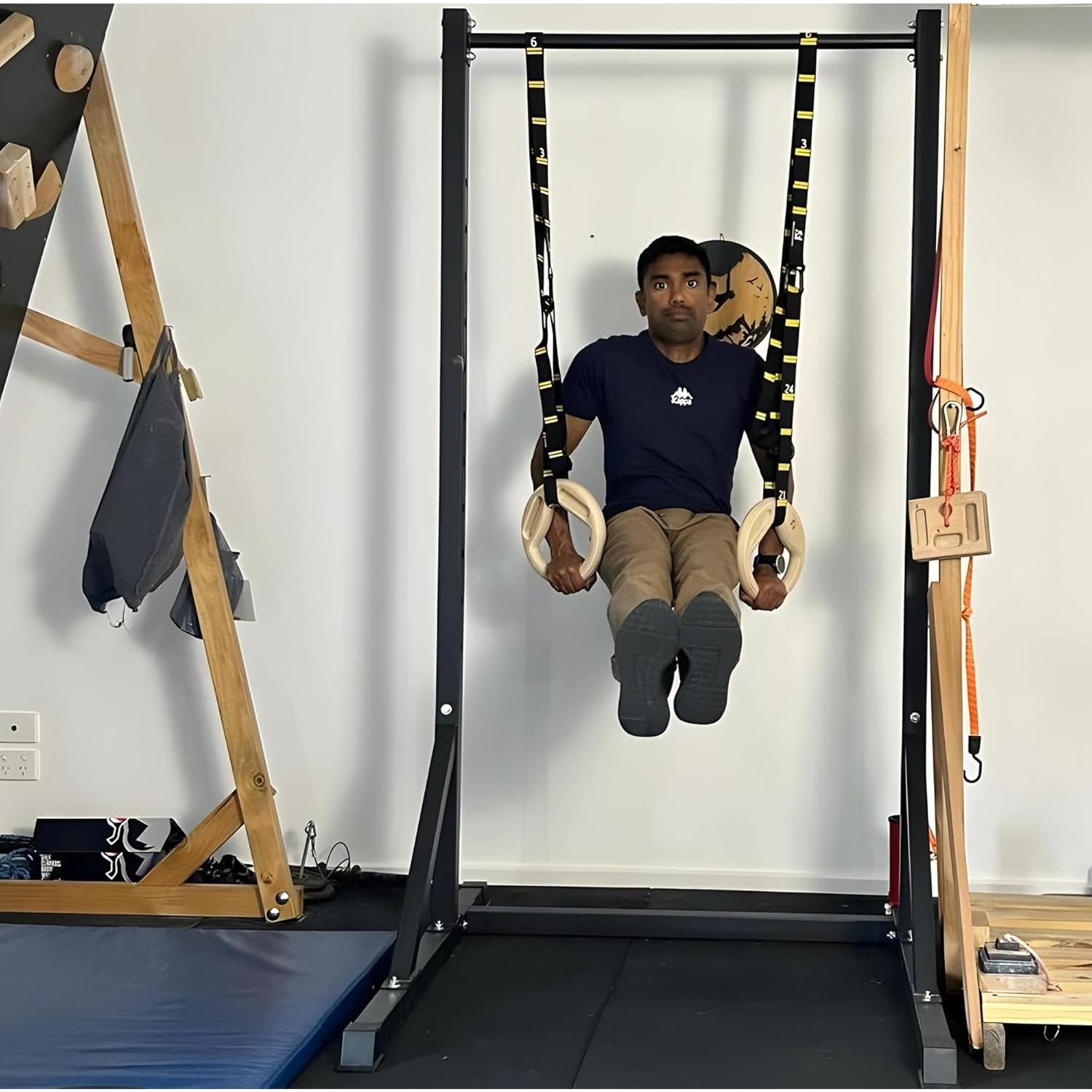 Anillas de Gimnasia de Madera Mountain Rocks 32mm con Tabla de Dedos