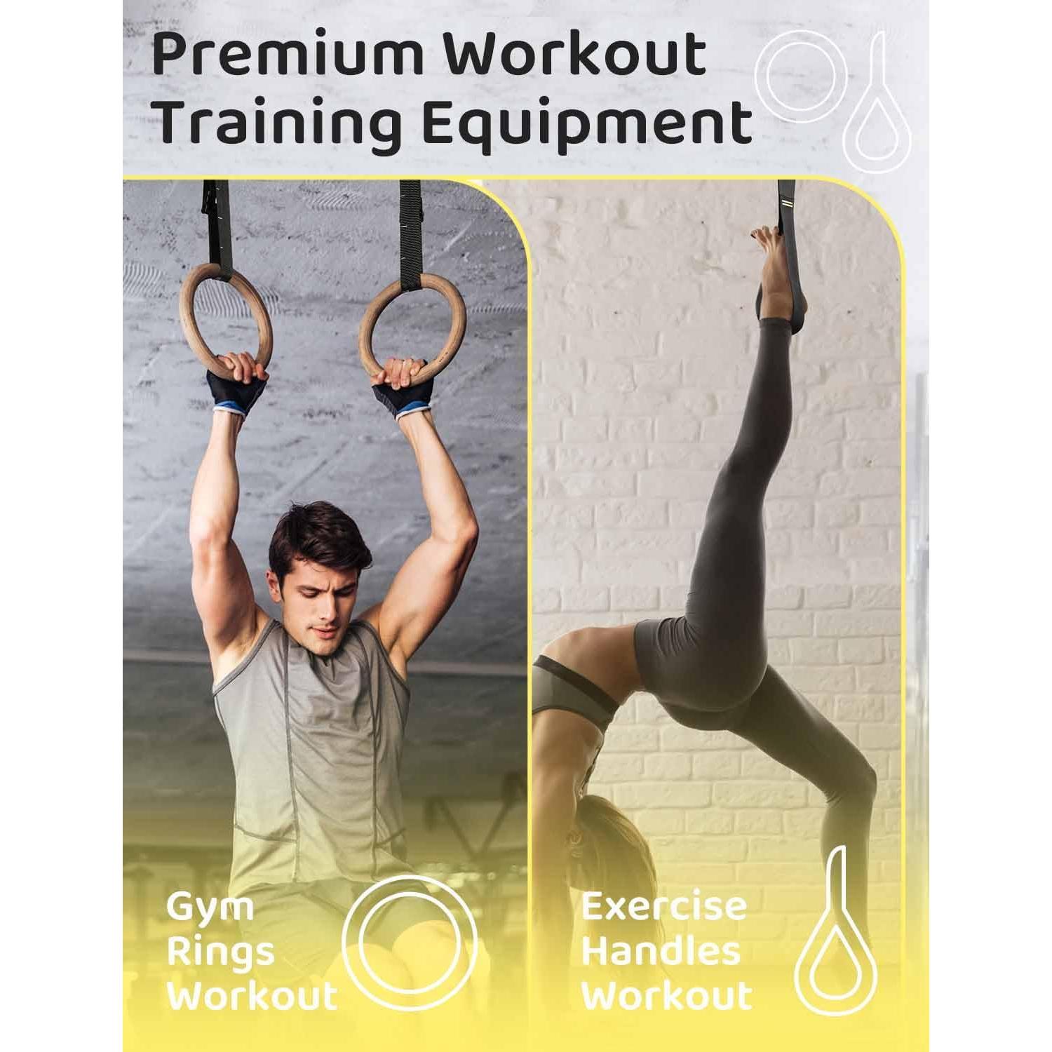 Anillas Gimnásticas de Madera GHB 3.18 cm con Correas Numeradas