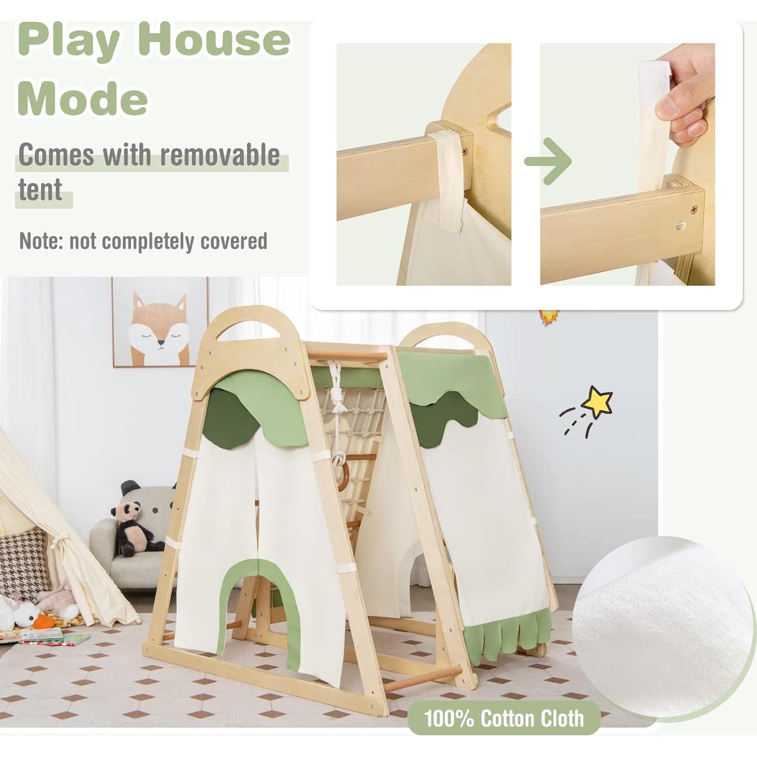 Parque Infantil Interior HONEY JOY Jungle Gym Madera 4 Niños