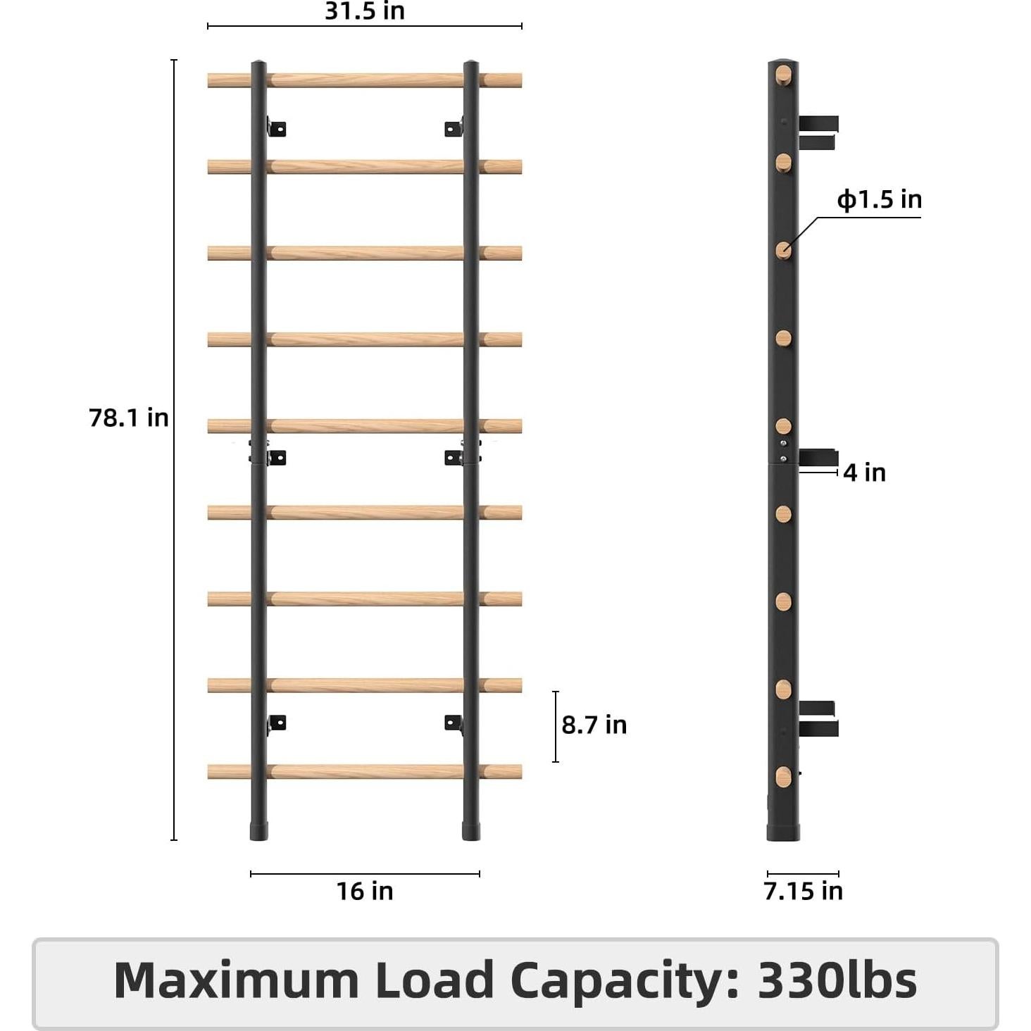 Barra de Madera DHT WA2 para Entrenamiento en Pared 198 cm