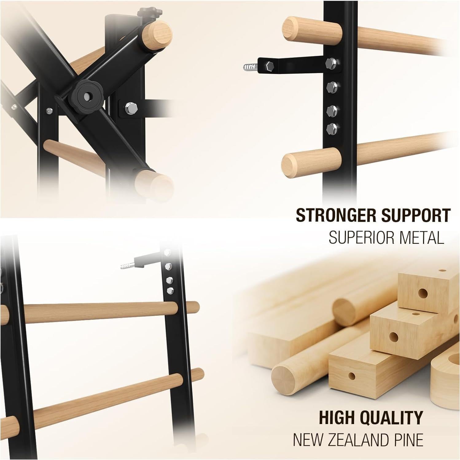 Escalera Sueca GMWD G-SL01 con Barra de Dominadas y 9 Varillas