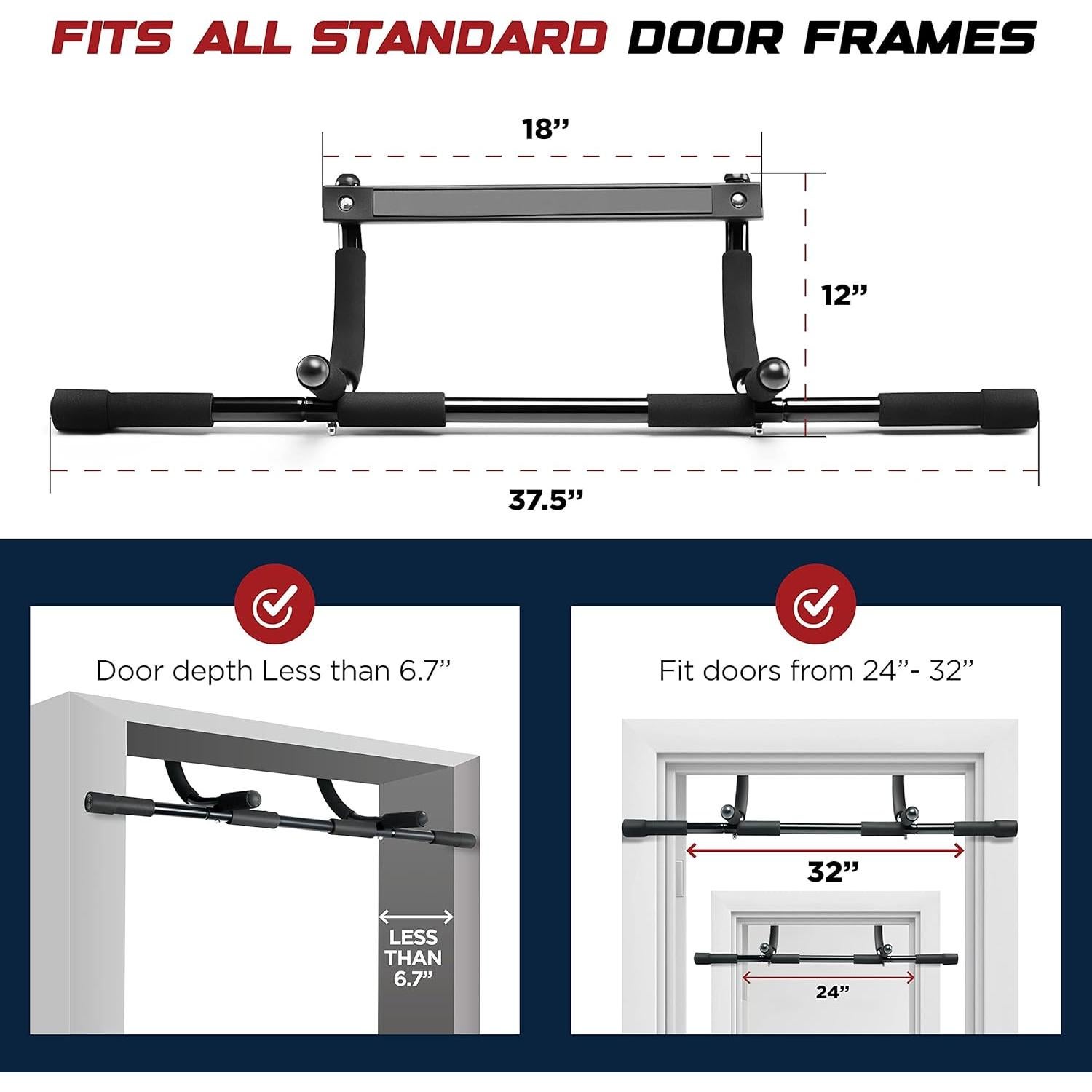 Barra de Dominadas Sagler para Puerta - Ajustable y Pesada