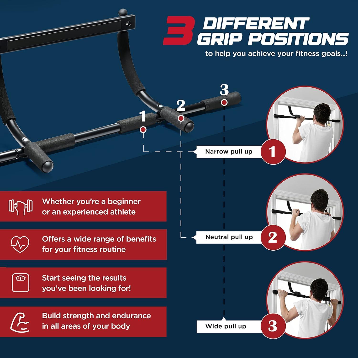 Barra de Dominadas Sagler para Puerta - Ajustable y Pesada