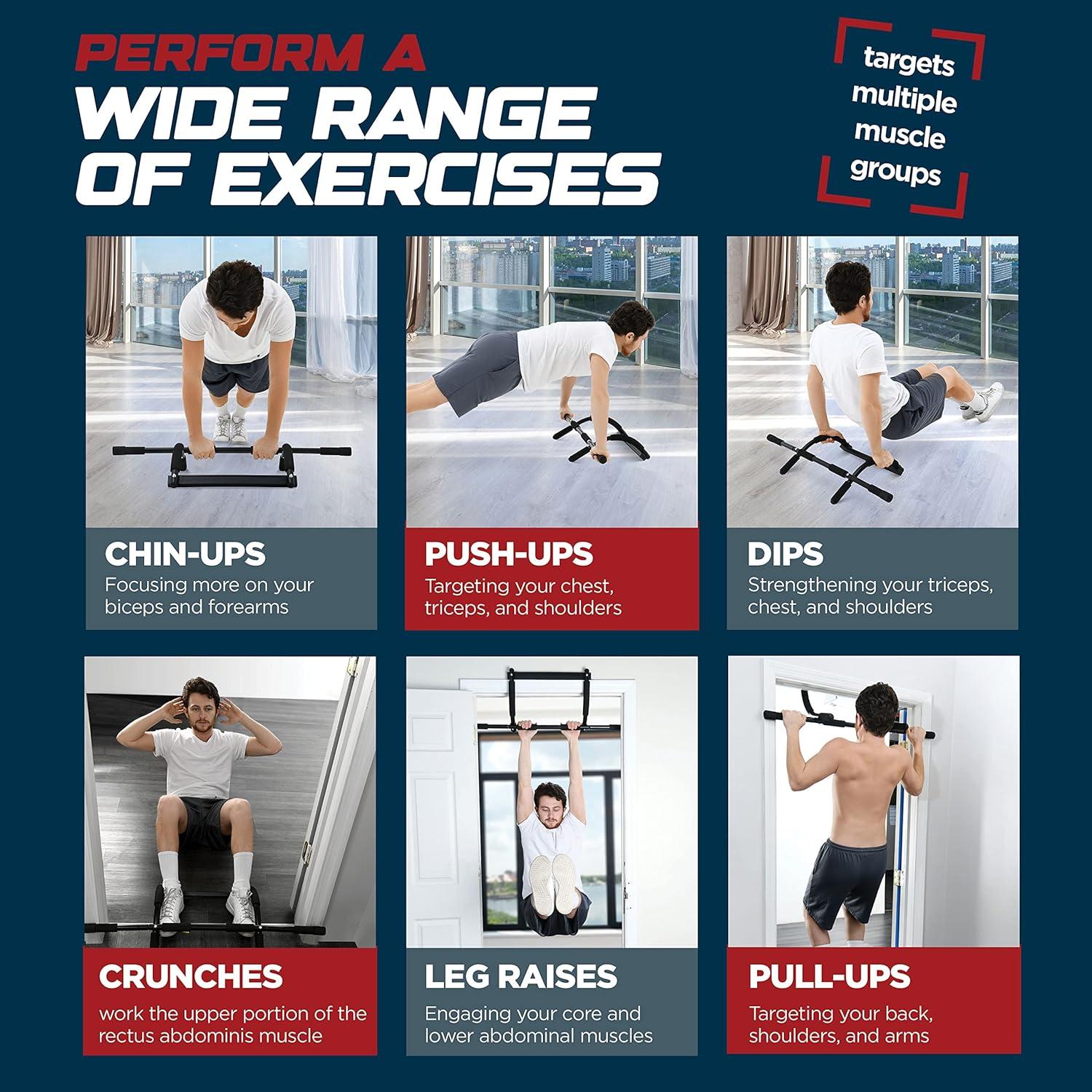 Barra de Dominadas Sagler para Puerta - Ajustable y Pesada