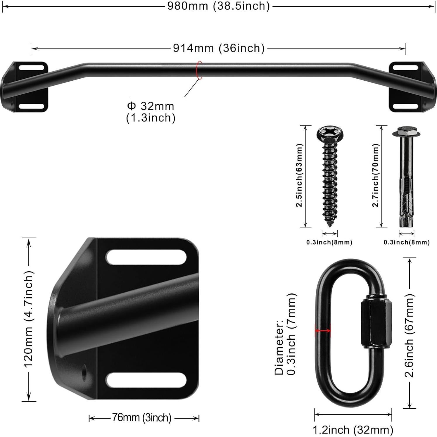 Barra de Dominadas SELEWARE Alta Resistencia 227 kg Montaje Pared