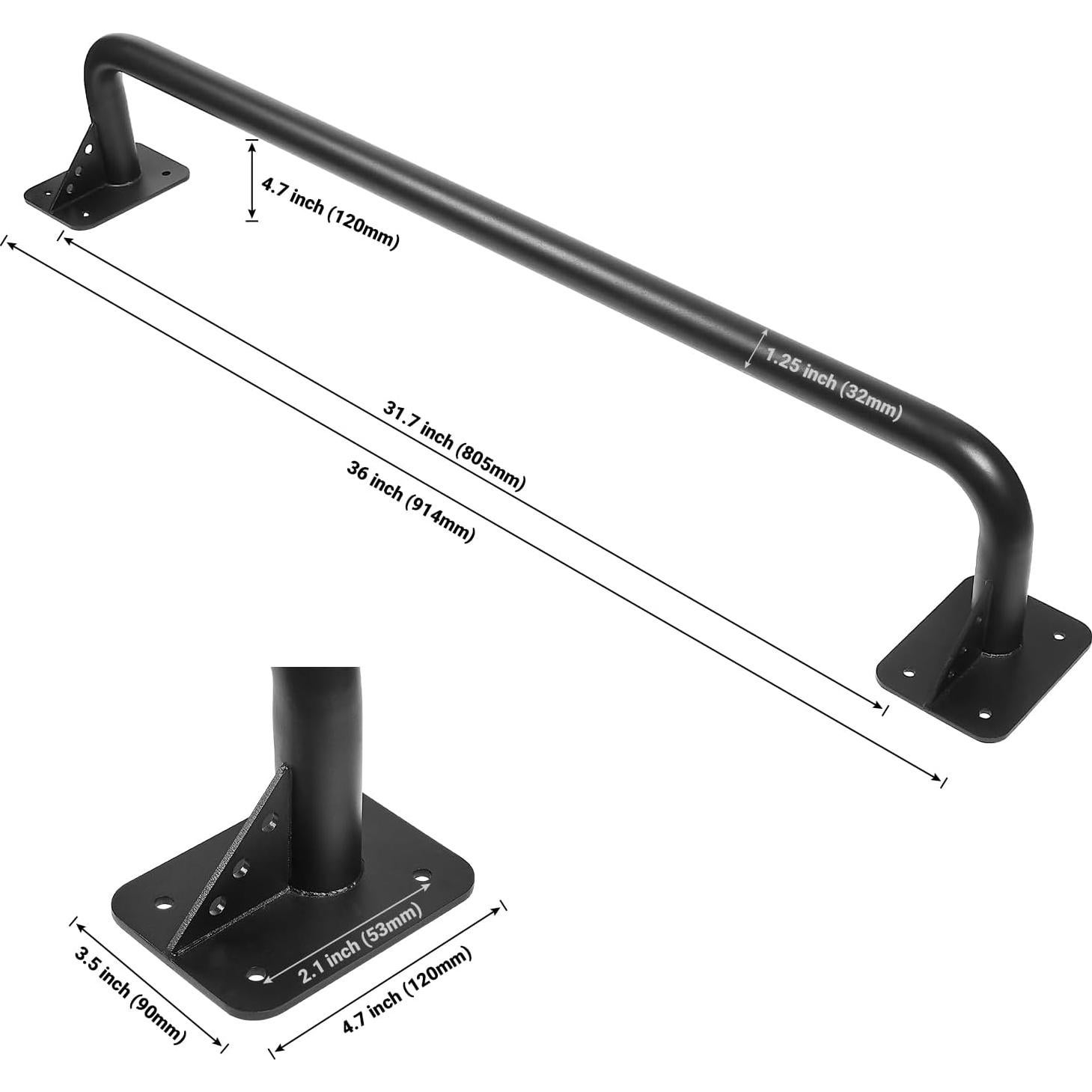 Barra de Dominadas Purife para Puerta, Soporta 227 kg, Acero