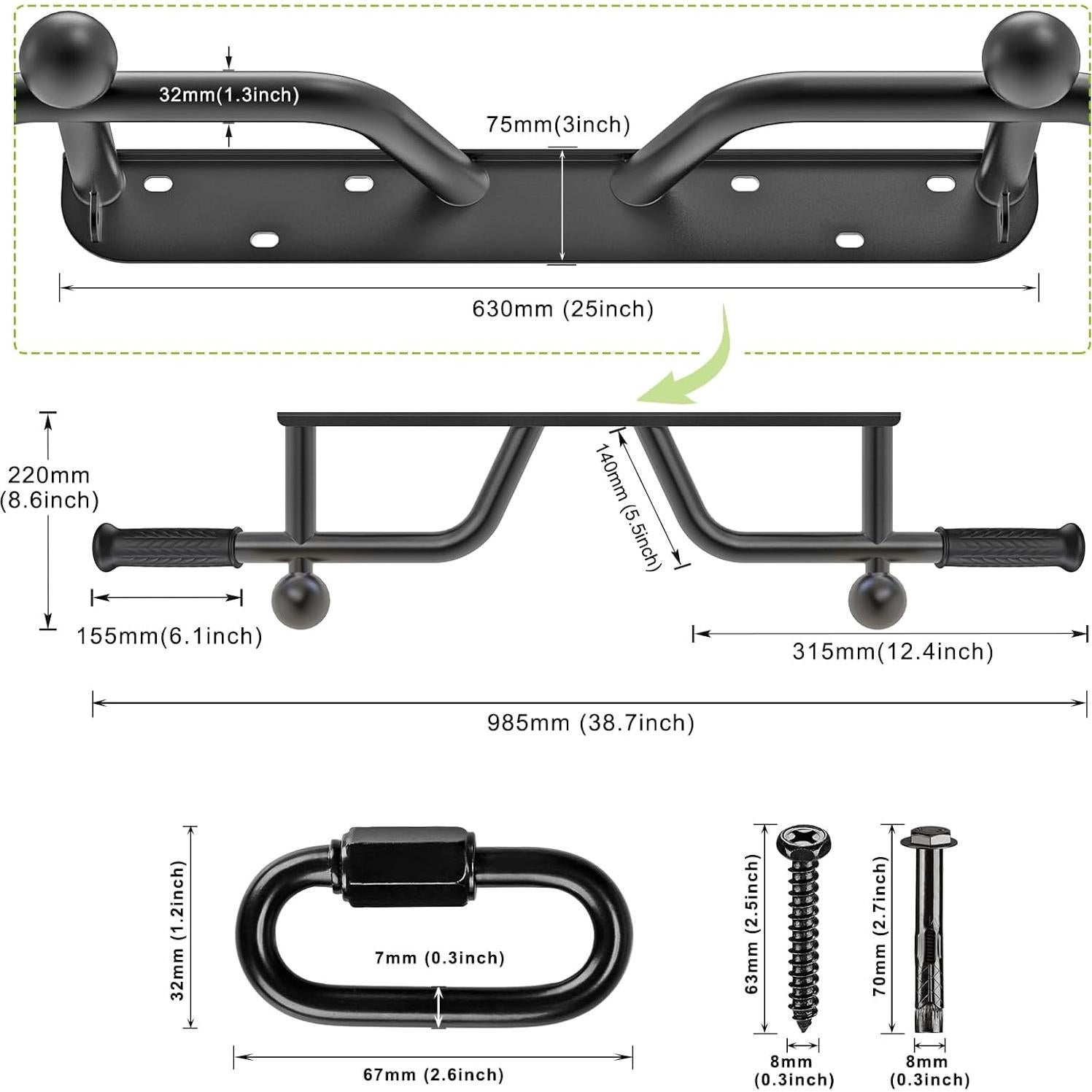 Barra de Dominadas Montada en Pared SELEWARE 226.8 kg Alta Resistencia
