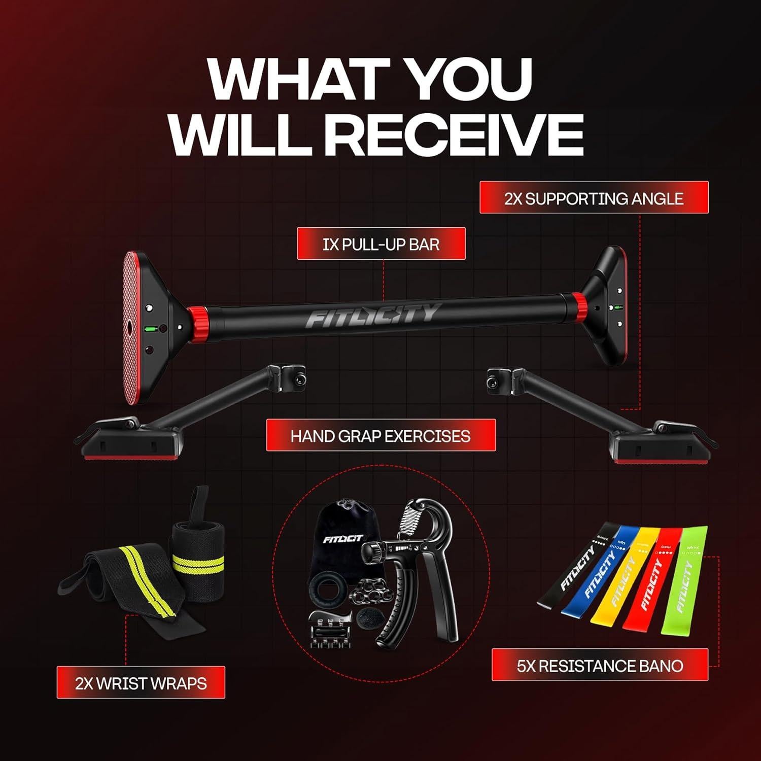 Barra de Dominadas Ajustable FITLICITY para Puerta 75.9-95.3 cm