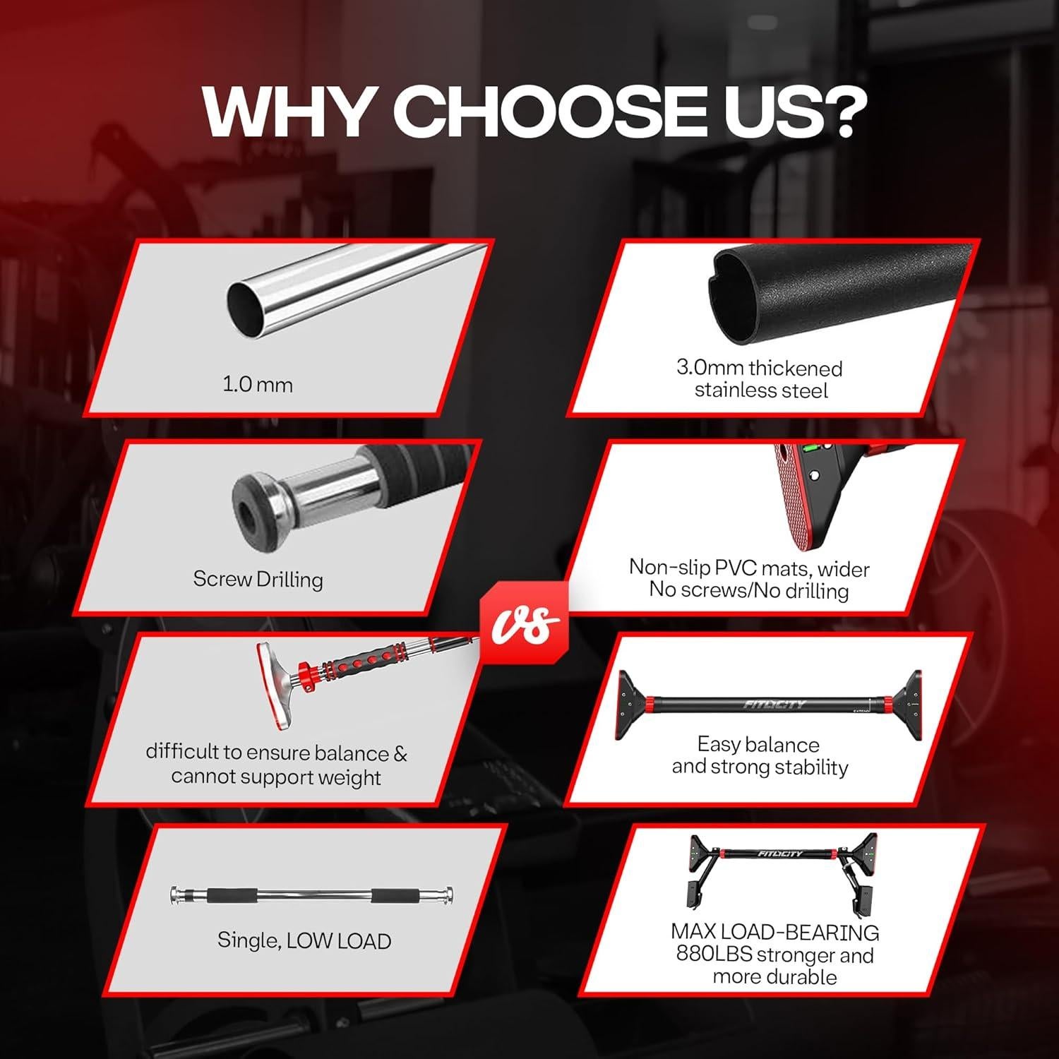 Barra de Dominadas Ajustable FITLICITY para Puerta 75.9-95.3 cm